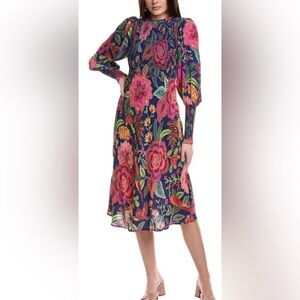 Farm Rio Macaw Floral Bloom Dress